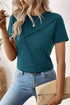 Modern Asymmetric Panel Geometric Seamed Short Sleeve Top